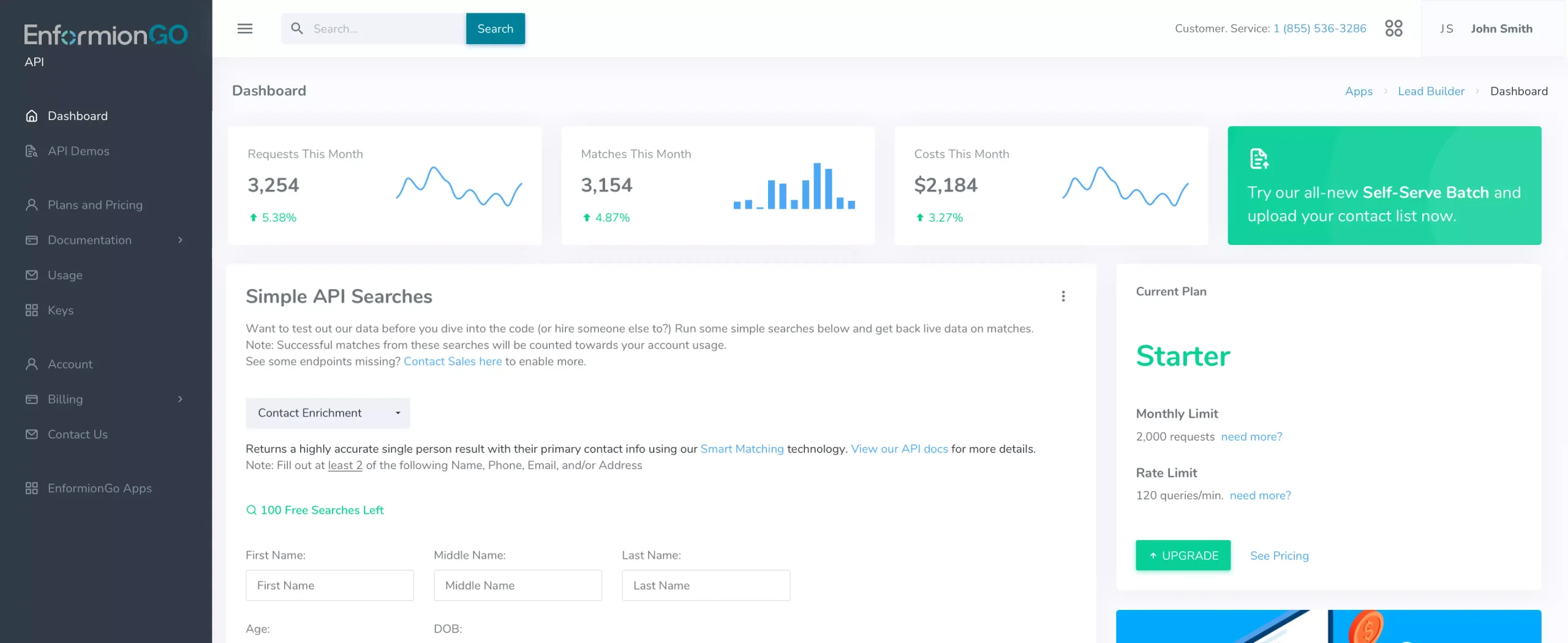 Enformiongo api application b2b data endato