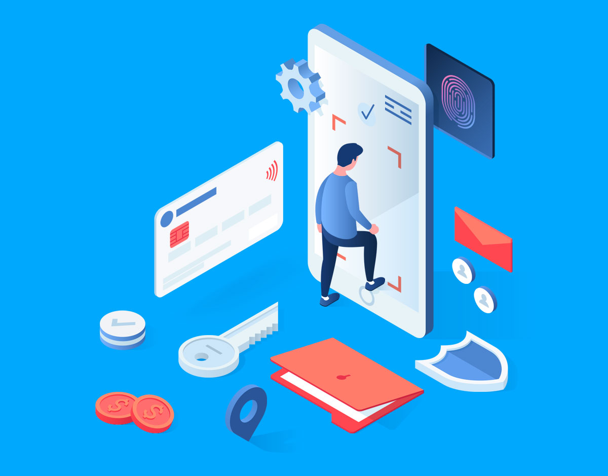 A graphic depicting a person signifying data information verification