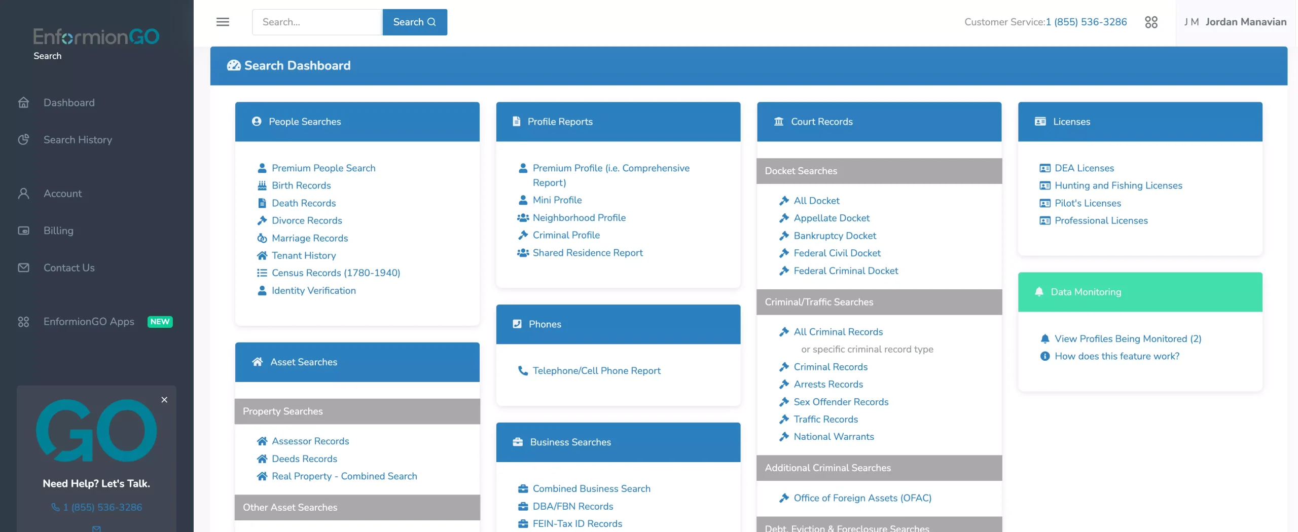 Enformiongo search applicaton b2b data endato
